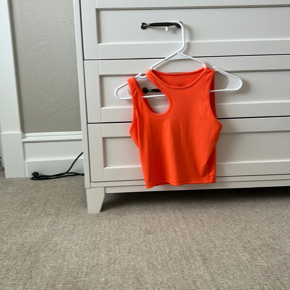 Thrifted neon cut out top